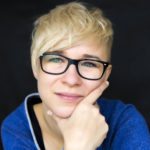 thinking woman glasses